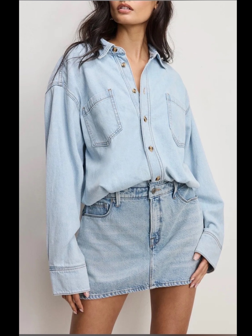 Good American Light Blue Denim Dress